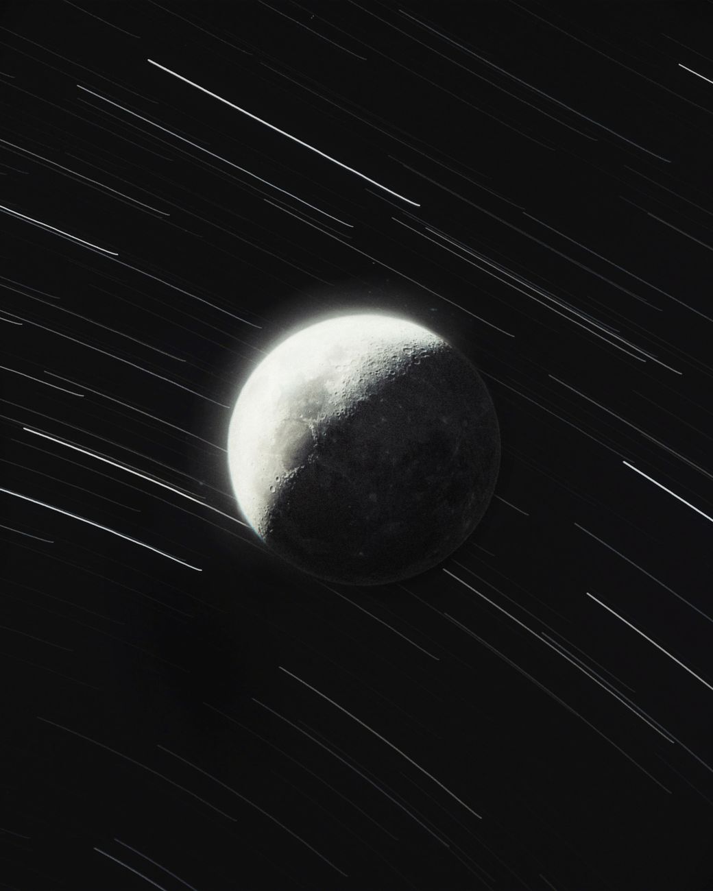 The moon with space exploration shuttle backdrop